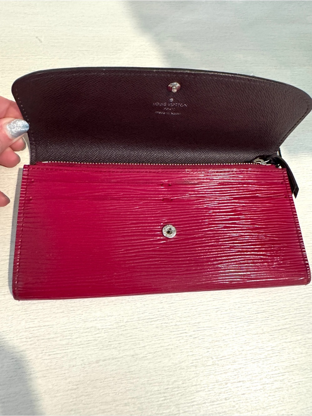Louis Vuitton Fuchsia Epi Leather Emilie Wallet Crossbody Conversion COA - Picture 6 of 17